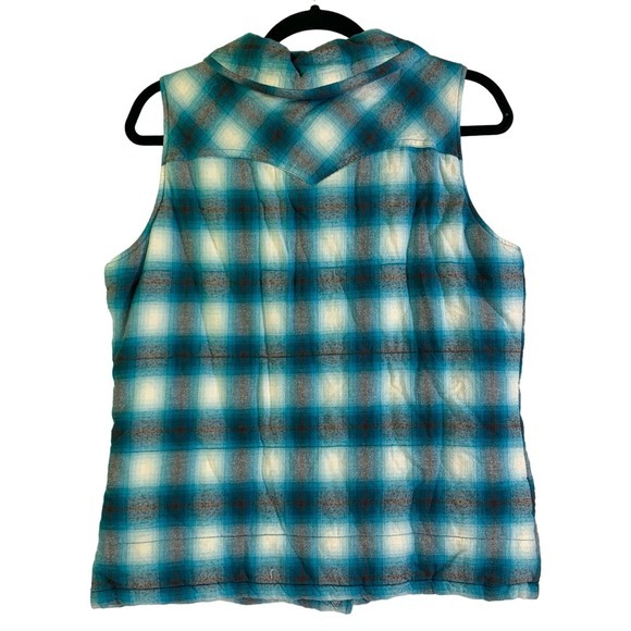 STETSON Western Cowboy‎ Cowgirl Plaid Pearl Snap Puffer Vest Jacket - Picture 8 of 14